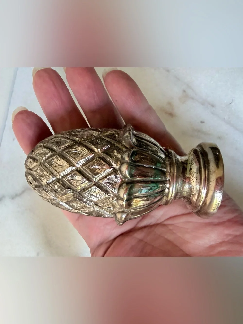 Decorative Pineapple Pewter Salt and Pepper Set vintage